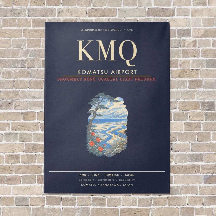 Komatsu Airport KMQ - Canvas Framed - Navy Blue