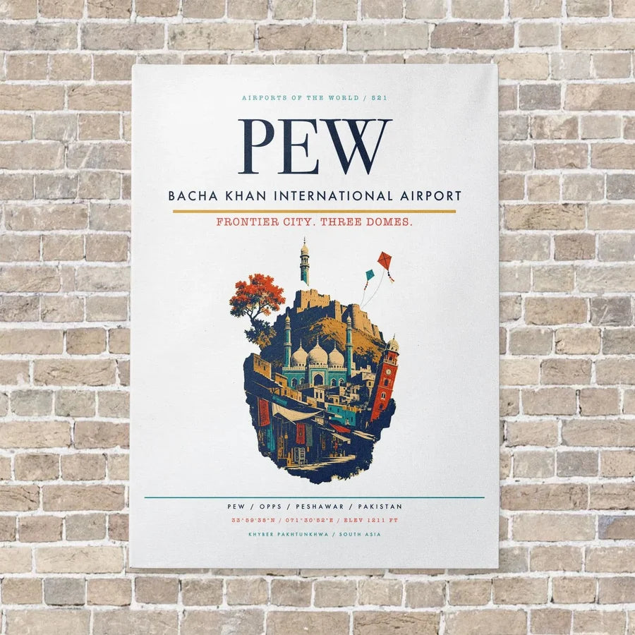 Bacha Khan International Airport PEW - Canvas No Frame - White