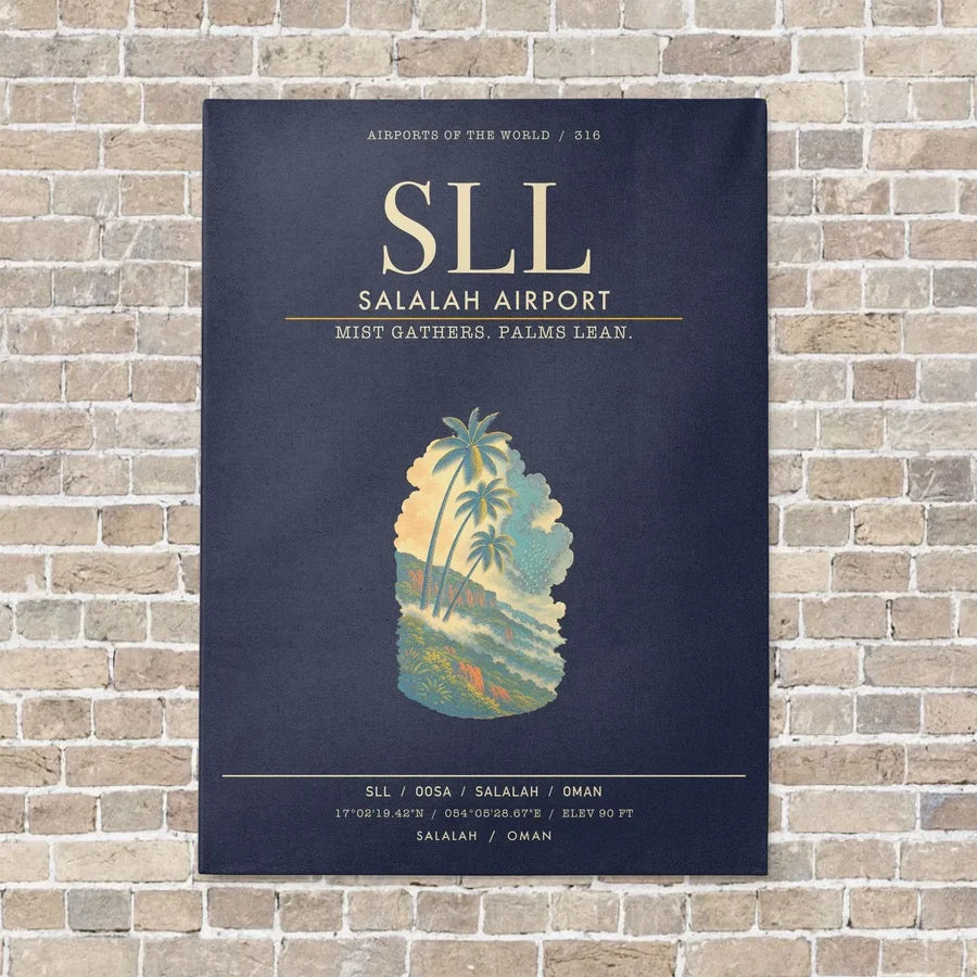 Salalah Airport SLL - Canvas Framed - Navy Blue