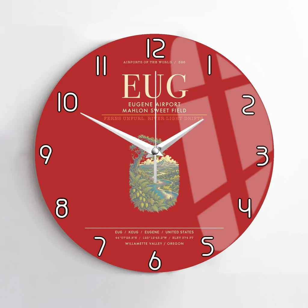 Eugene Airport Mahlon Sweet Field EUG Wall-Clock No-Frame - Red