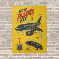 Thumbnail for How Planes Fly V2 vertical canvas print - no frame - yellow background
