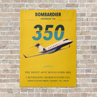 Thumbnail for Bombardier Challenger 350 vertical canvas print - no frame - yellow background