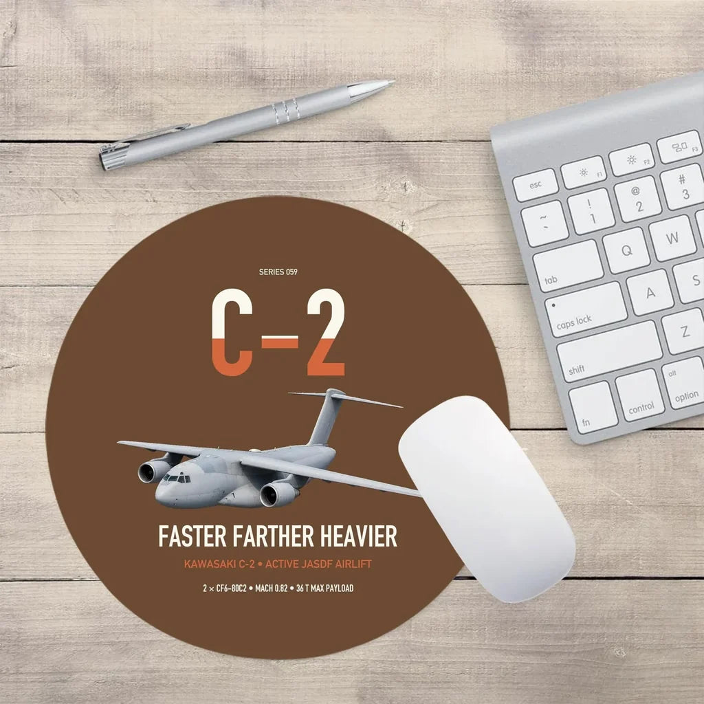Kawasaki C-2 design on brown round mouse pad