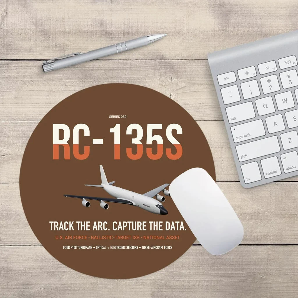 RC-135S Cobra Ball design on brown round mouse pad
