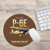 Thumbnail for Curtiss P-6E Hawk design on brown round mouse pad