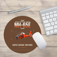 Thumbnail for Airbus MH-65E Dolphin design on brown round mouse pad