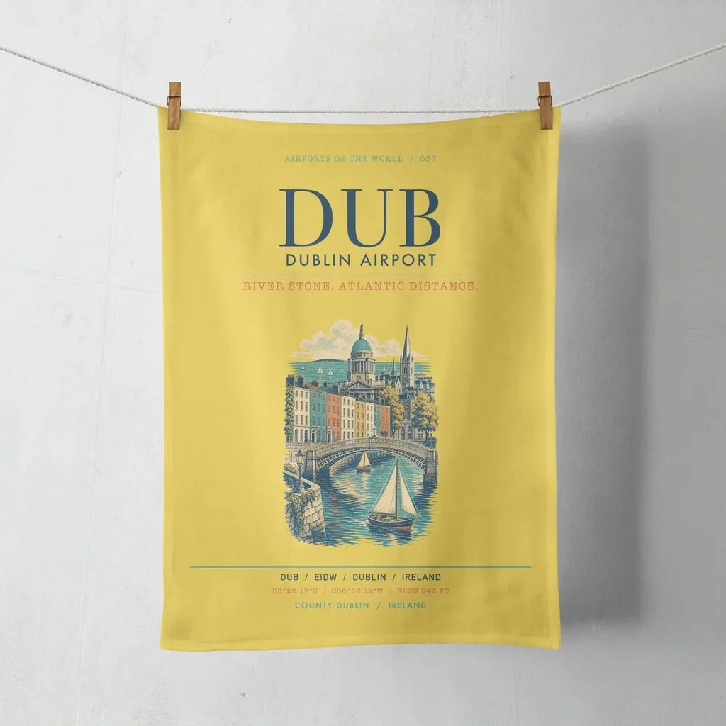 Dublin Airport (DUB) design on yellow towel