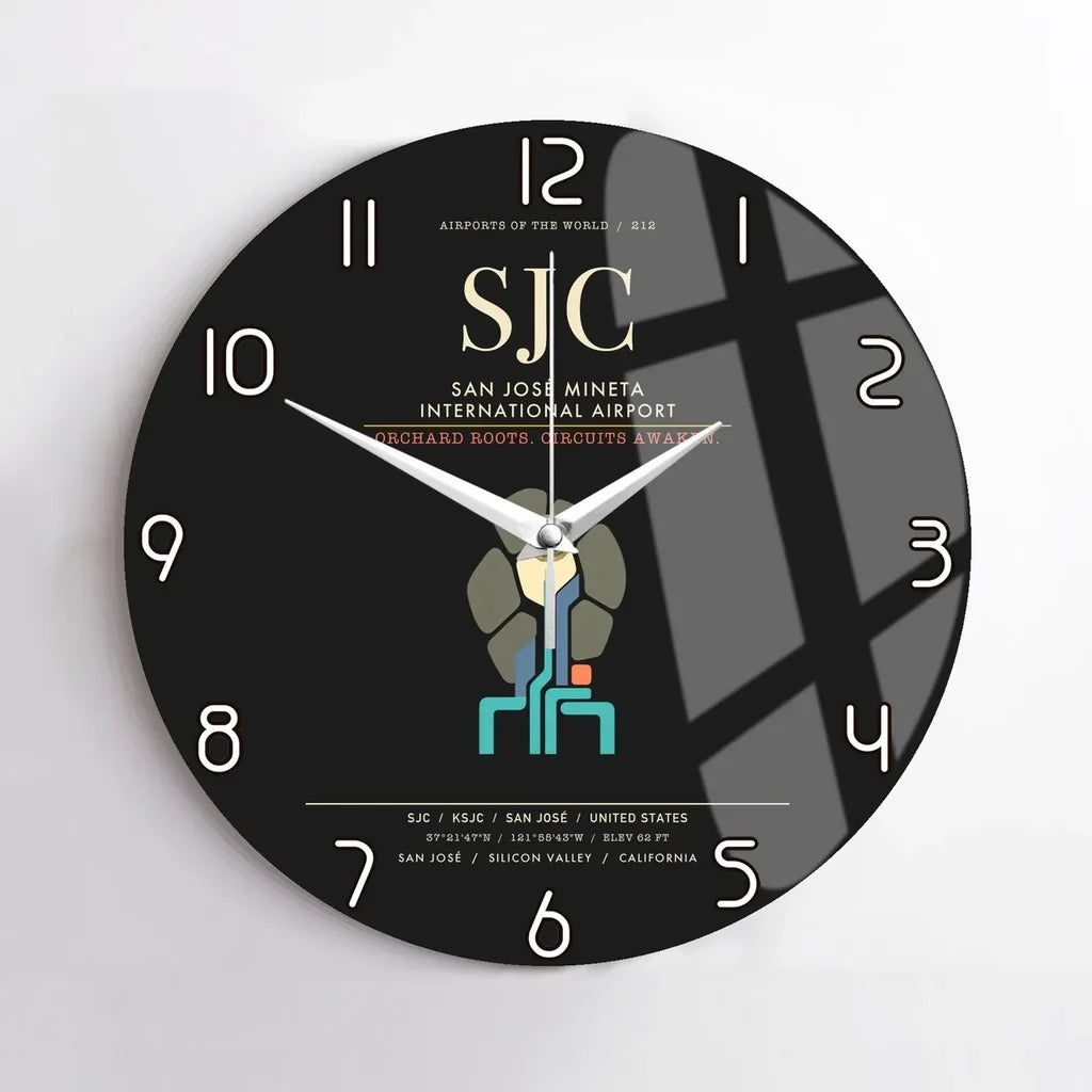 San Jose Mineta International Airport SJC Wall-Clock No-Frame - Black