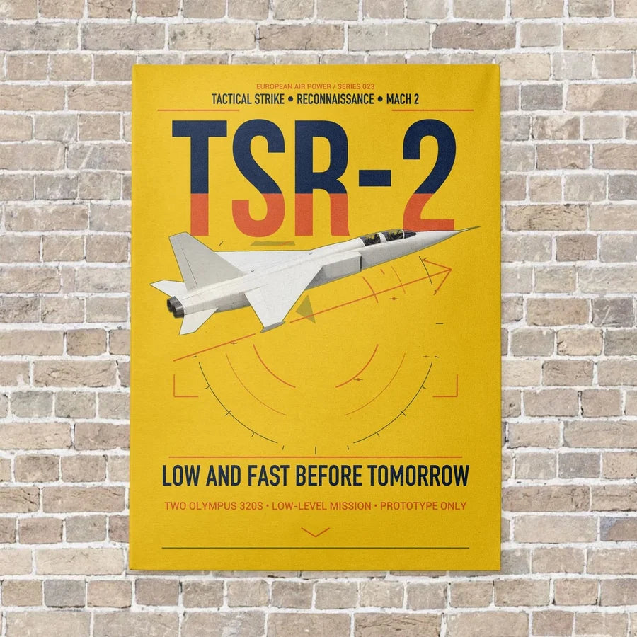 BAC TSR-2 vertical canvas print - no frame - yellow background