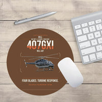 Thumbnail for Bell 407GXi design on brown round mouse pad