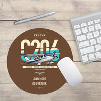 Thumbnail for Cessna 206 Stationair design on brown round mouse pad