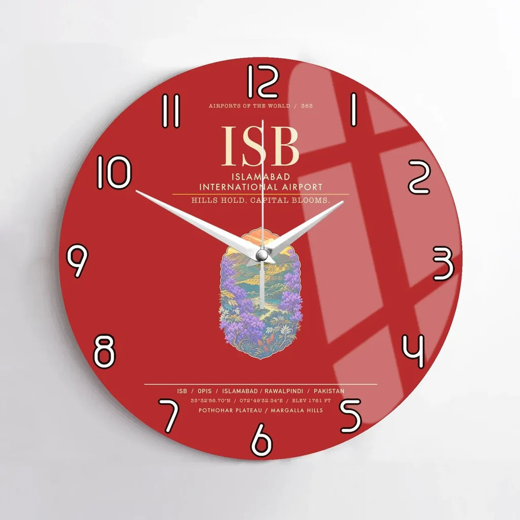 Islamabad International Airport ISB Wall-Clock No-Frame - Red