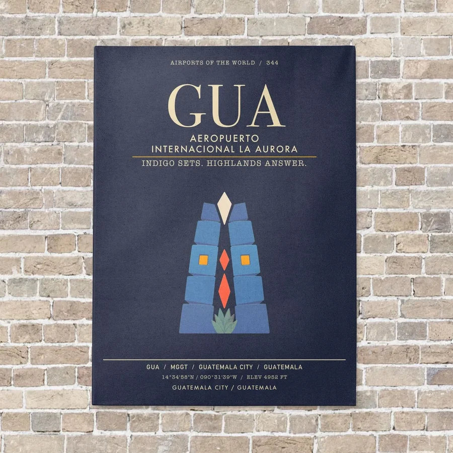 Aeropuerto Internacional La Aurora GUA - Canvas Framed - Navy Blue