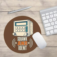 Thumbnail for Squawk And Ident design on brown round mouse pad