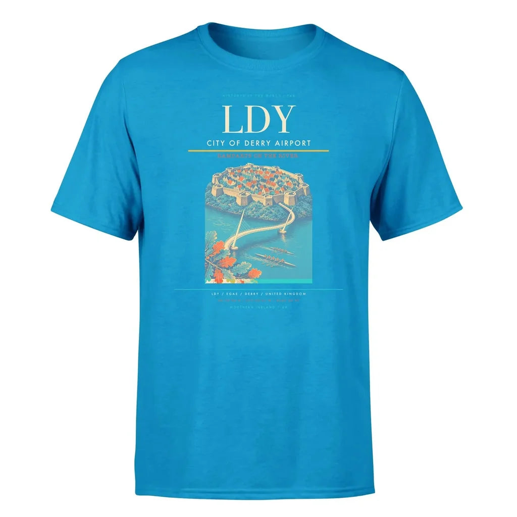 City of Derry Airport (LDY) T-Shirt single-side front print in Turquoise | city-of-derry-airport-ldy-double-side-t-shirt