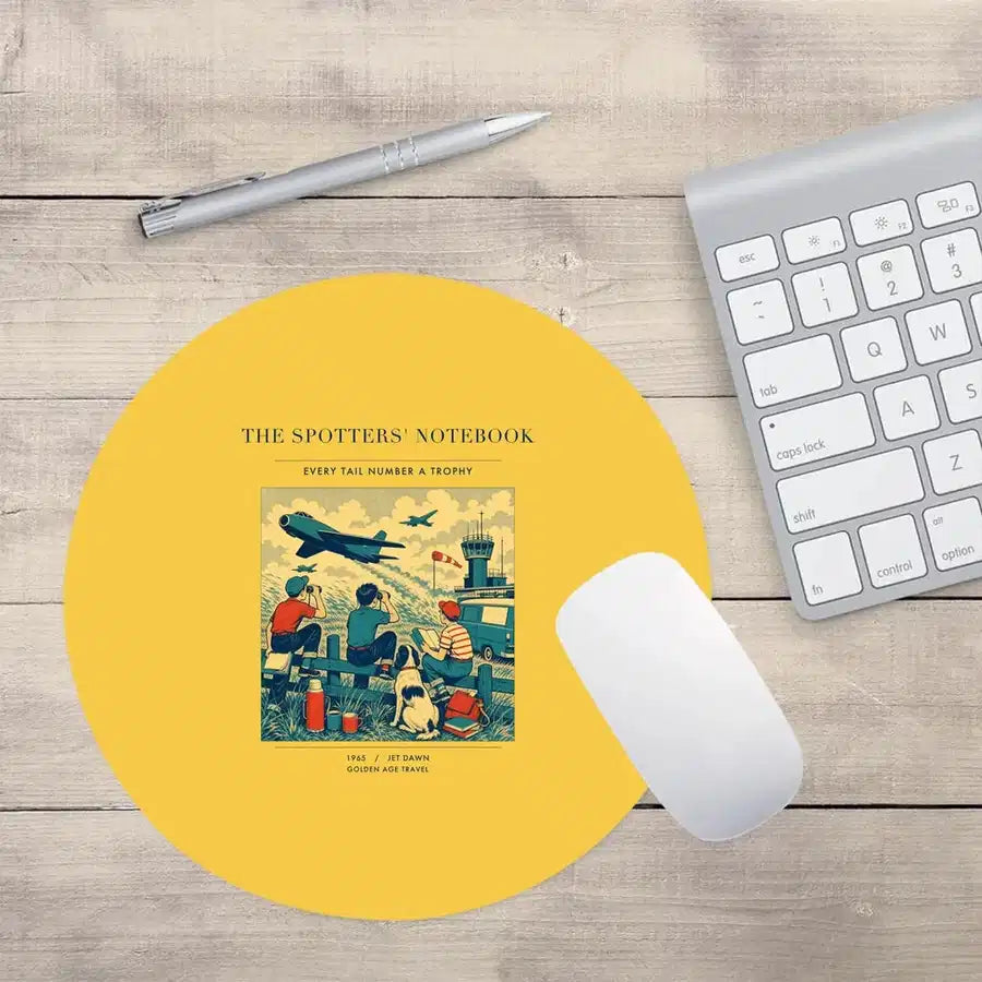 VINTAGE G4384 - The Spotters' Notebook - Designed Mouse Pads design on yellow round