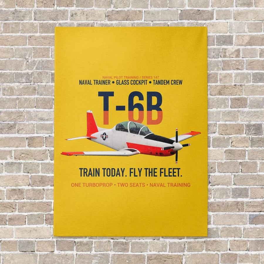 T-6B Texan II Naval Aviator Training vertical canvas print - no frame - yellow background