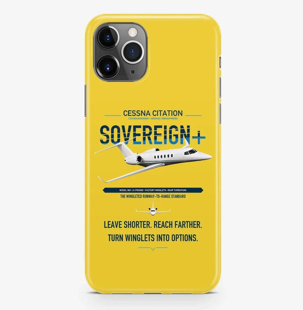 Cessna Citation Sovereign+ design on yellow magsafe iphone case, for iPhone Pro Max