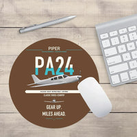 Thumbnail for Piper PA-24-250 Comanche 250 design on brown round mouse pad