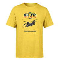 Thumbnail for Boeing MH-47G Chinook design on yellow t-shirt, single-side print