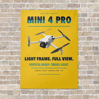Thumbnail for DJI Mini 4 Pro vertical canvas print - no frame - yellow background