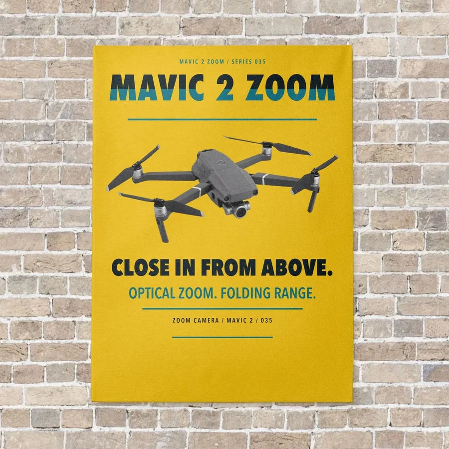 DJI Mavic 2 Zoom vertical canvas print - no frame - yellow background