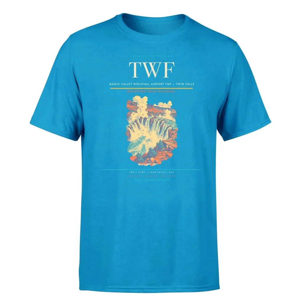 Magic Valley Regional Airport (TWF) T-Shirt single-side front print in Turquoise | magic-valley-regional-airport-twf-double-side-t-shirt