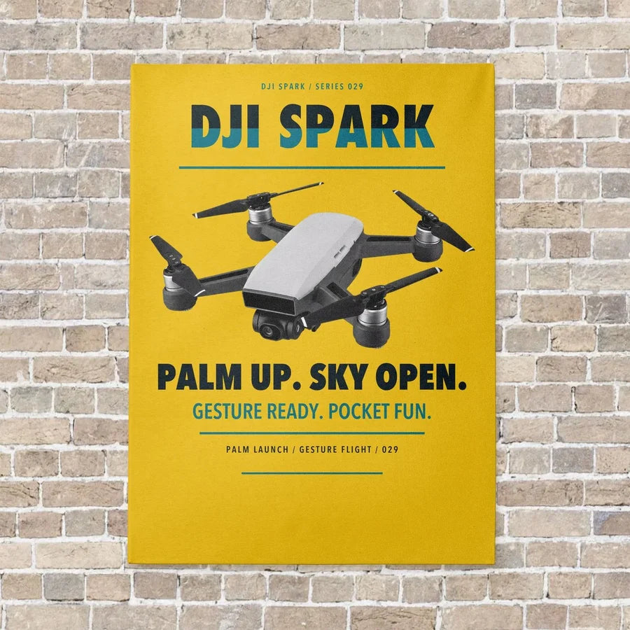 DJI Spark vertical canvas print - no frame - yellow background