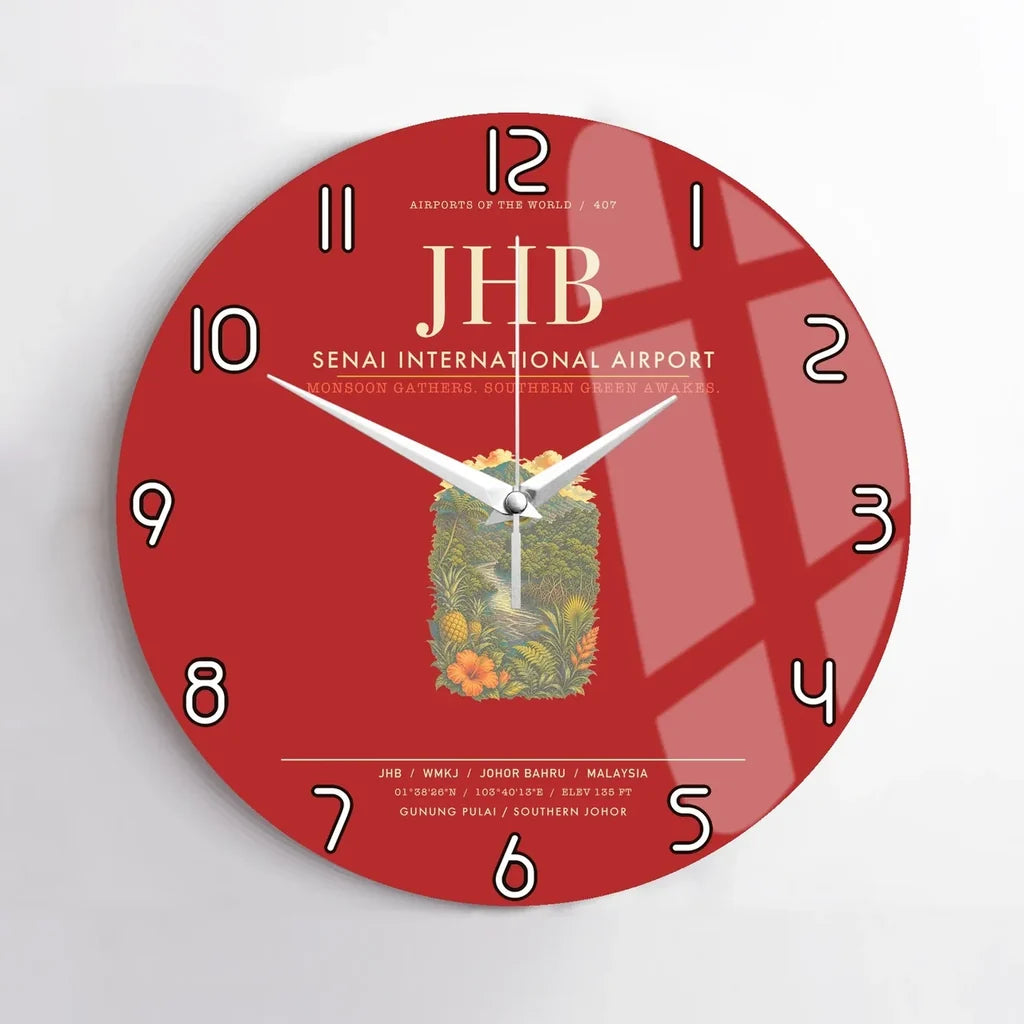 Senai International Airport Johor Bahru JHB Wall-Clock No-Frame - Red