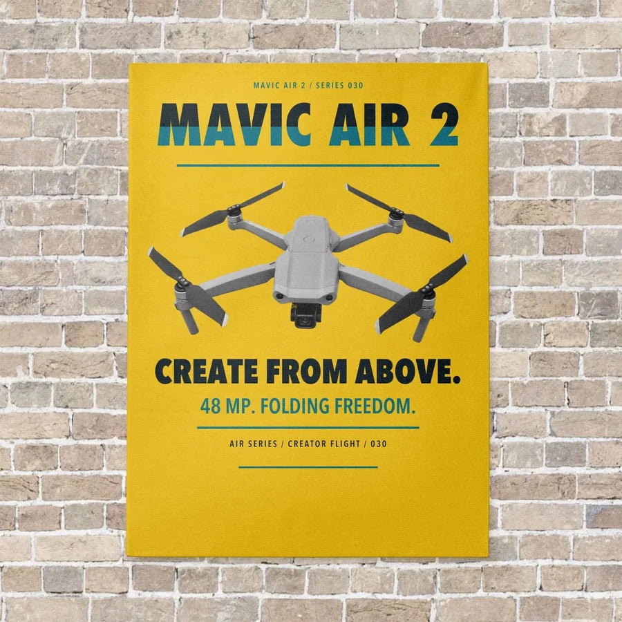 DJI Mavic Air 2 vertical canvas print - no frame - yellow background