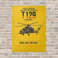 Thumbnail for Turkish Aerospace T129 ATAK Phase 2 vertical canvas print - no frame - yellow background