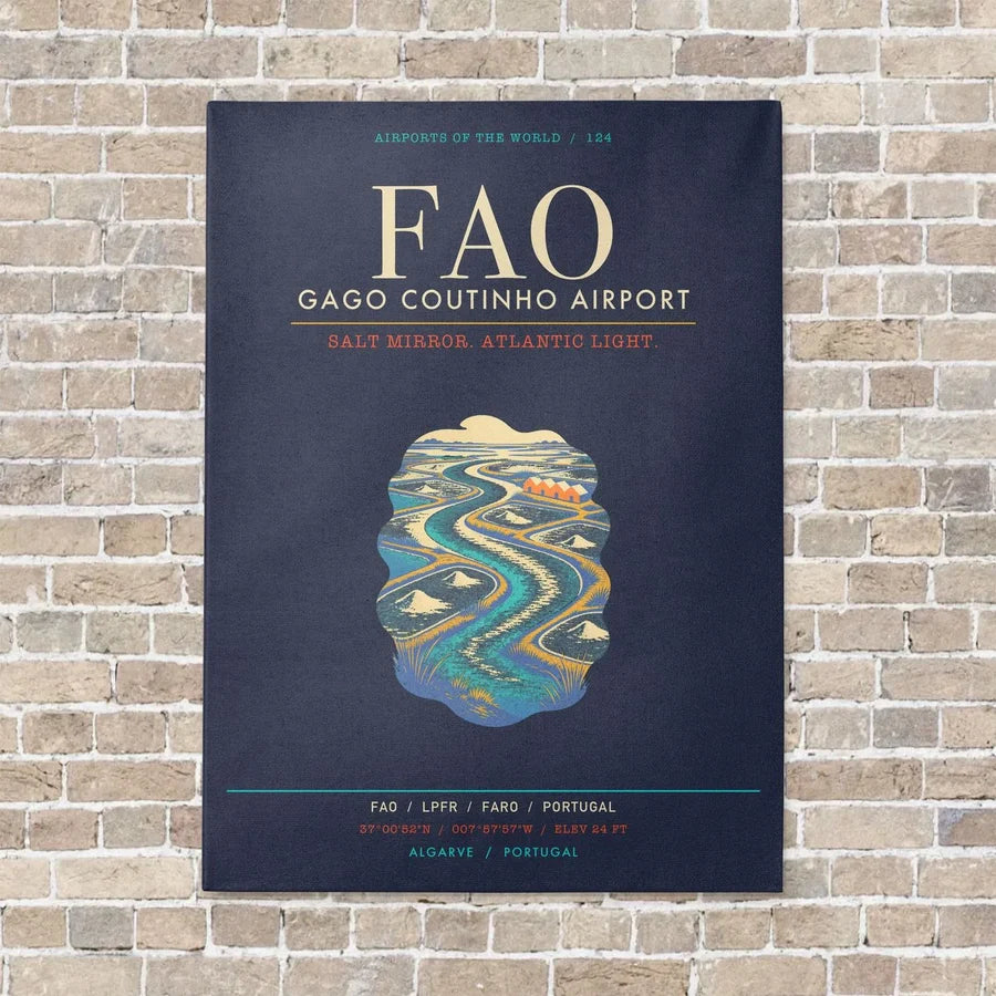 Gago Coutinho Airport Faro FAO - Canvas Framed - Navy Blue