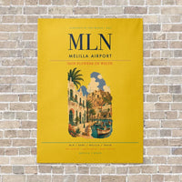 Thumbnail for Melilla Airport MLN vertical canvas print - no frame - yellow background