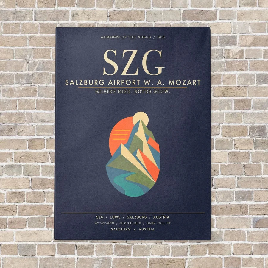 Salzburg Airport SZG - Canvas Framed - Navy Blue