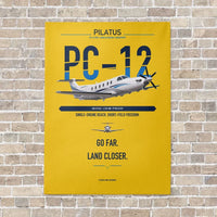 Thumbnail for Pilatus PC-12 PRO vertical canvas print - no frame - yellow background