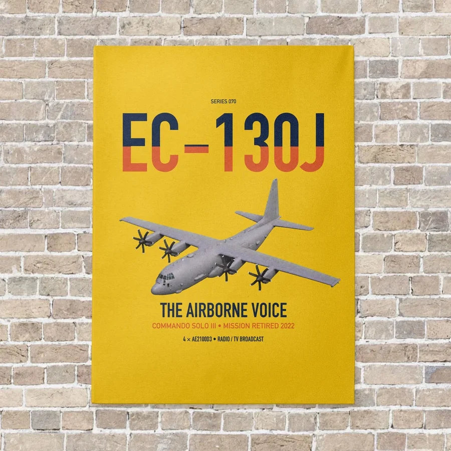 EC-130J Commando Solo III vertical canvas print - no frame - yellow background