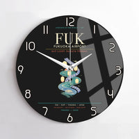 Thumbnail for Fukuoka Airport FUK - Hakata Lantern Bay Weave Wall-Clock No-Frame - Black