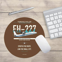Thumbnail for Fairchild Hiller FH-227B design on brown round mouse pad