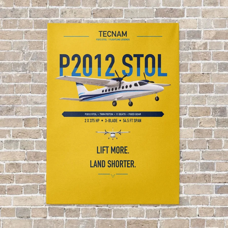 Tecnam P2012 STOL vertical canvas print - no frame - yellow background