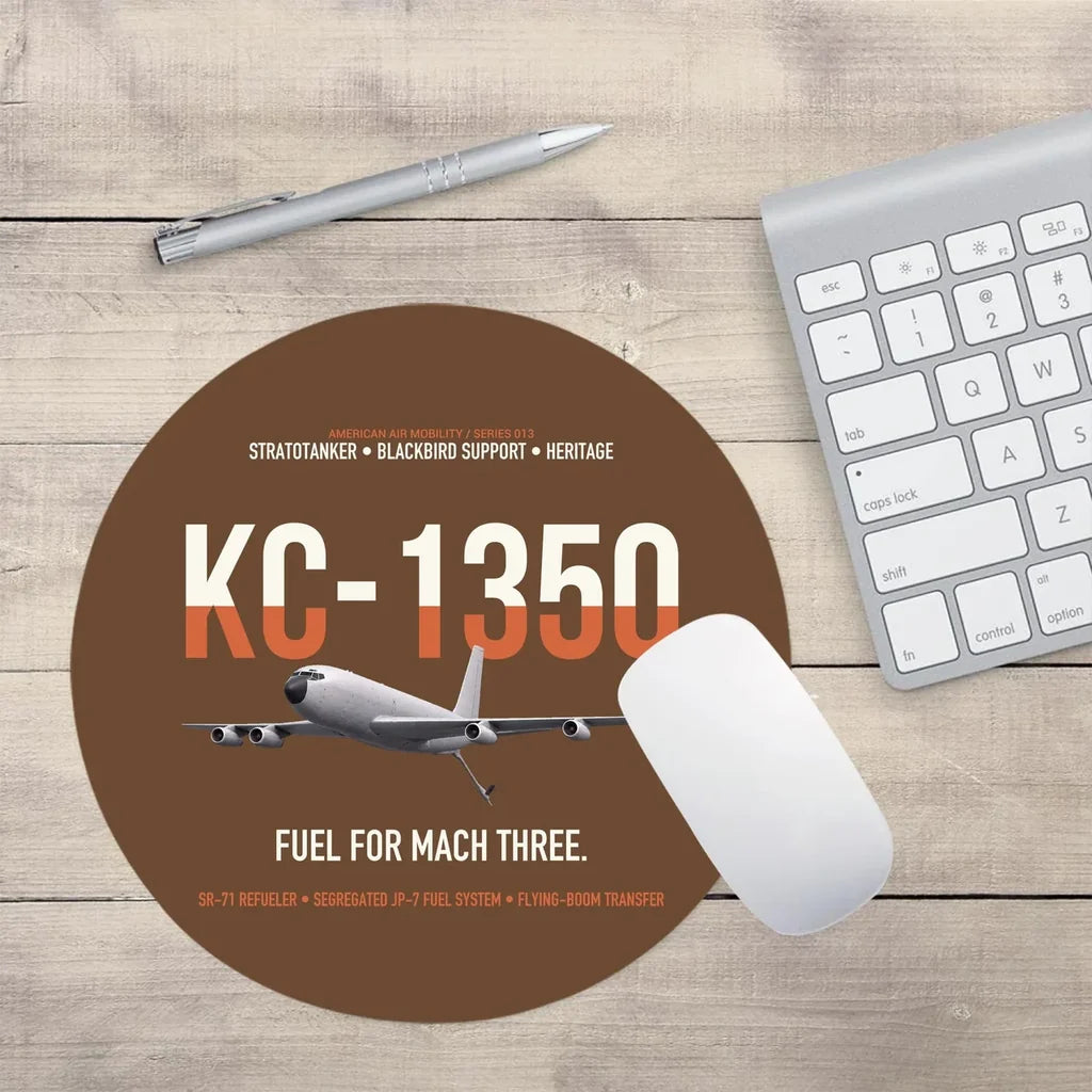 KC-135Q Blackbird Tanker design on brown round mouse pad