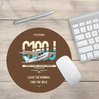 Thumbnail for Cessna 180J Skywagon design on brown round mouse pad