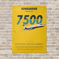 Thumbnail for Bombardier Global 7500 vertical canvas print - no frame - yellow background