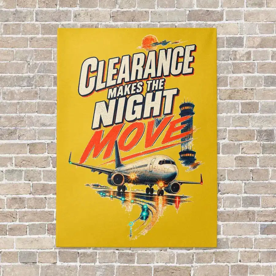 Clearance Makes The Night Move vertical canvas print - no frame - yellow background