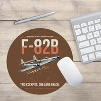 Thumbnail for F-82B Twin Mustang design on brown round mouse pad