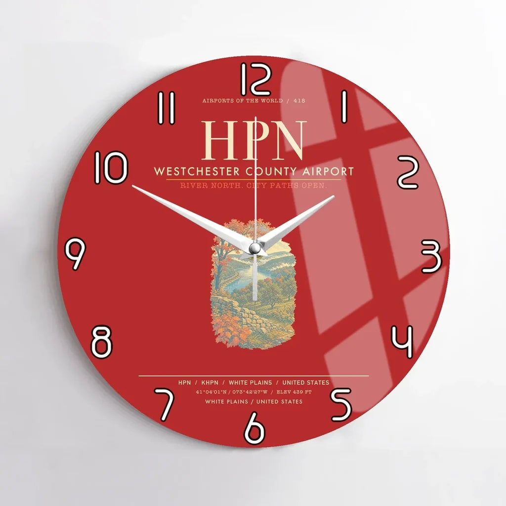 Westchester County Airport HPN Wall-Clock No-Frame - Red