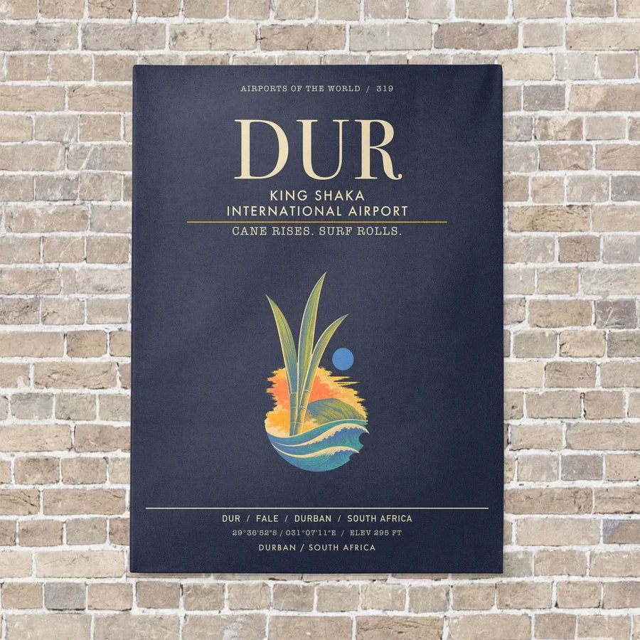King Shaka International Airport DUR - Canvas Framed - Navy Blue