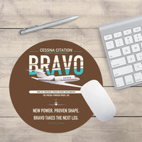 Thumbnail for Cessna Citation Bravo design on brown round mouse pad