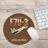 Thumbnail for F7U-3 Cutlass design on brown round mouse pad