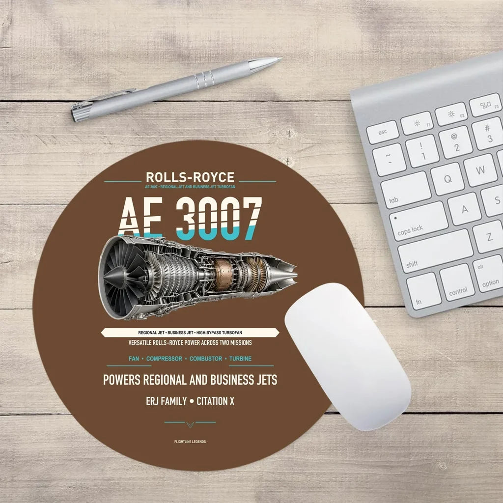 AE 3007 design on brown round mouse pad