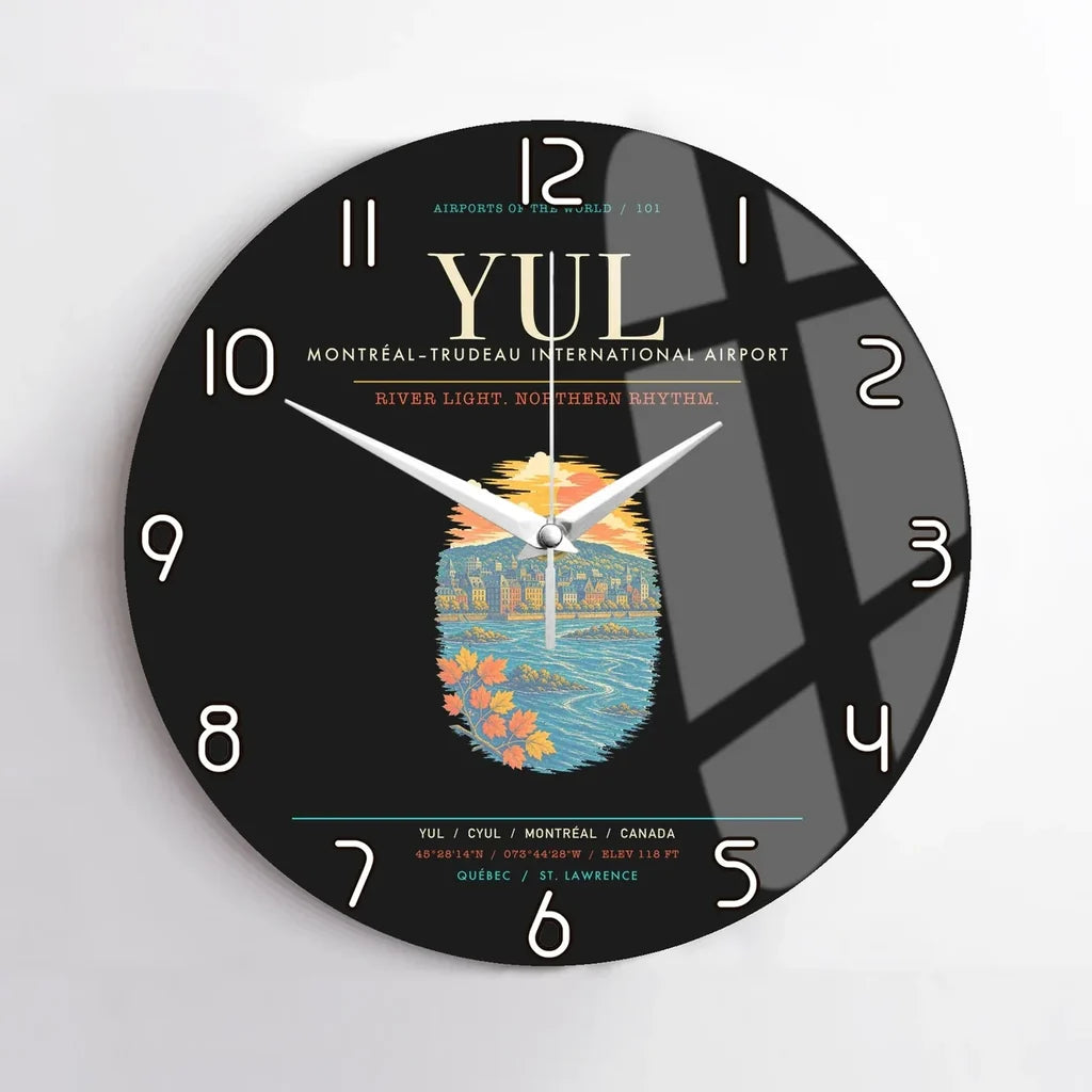 MontrealTrudeau International Airport YUL Wall-Clock No-Frame - Black